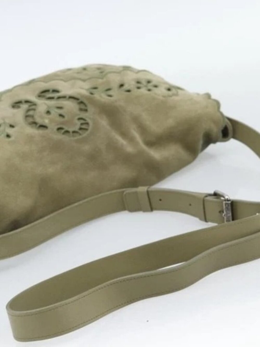 CHANEL Shoulder Bag Suede Leather Khaki Silver CC Auth mr2540A - Picture 6 of 16